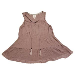 Knox Rose Tassled Tank Top Shirt Women's XS Purple Lace Hem Breathable Western